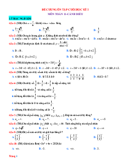 Đề cương ôn tập học kỳ 1 Toán 11 Cánh diều