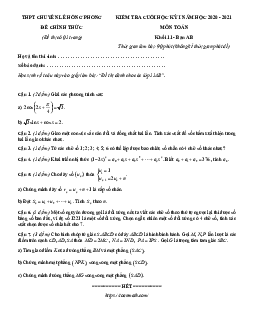 Đề thi học kỳ 1 Toán 11 năm 2020 – 2021 trường chuyên Lê Hồng Phong – TP HCM