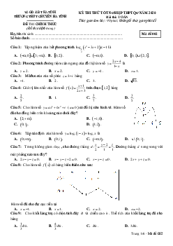 Đề thi thử tốt nghiệp THPTQG 2020 môn Toán trường THPT chuyên Hà Tĩnh