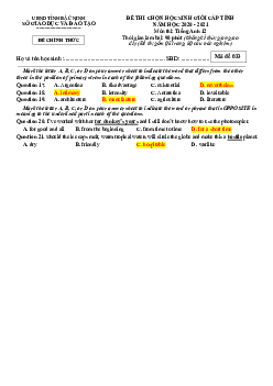 Đề thi chọn học sinh giỏi cấp tỉnh năm học 2020 - 2021 môn thi Tiếng Anh 12 tỉnh Bắc Ninh (có đáp án)