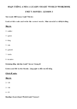 Sách bài tập tiếng Anh lớp 6 Unit 7 Lesson 3 - Smart World