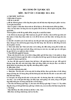 Đề cương ôn tập học kì 1 môn Ngữ văn 7 sách Kết nối tri thức với cuộc sống