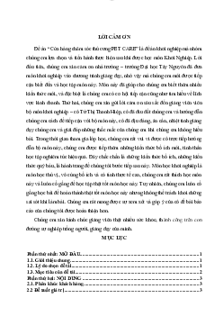 Tiểu luận Khởi nghiệp đề tài "Cửa hàng chăm sóc thú cưng PET CARE"