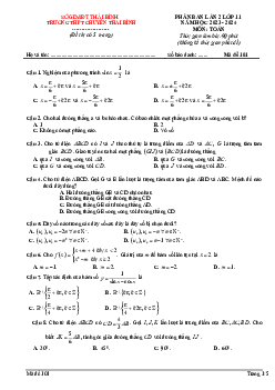 Đề phân ban lần 2 Toán 11 năm 2023 – 2024 trường THPT chuyên Thái Bình