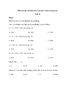Bài tập cuối tuần Toán lớp 3 Chân trời sáng tạo - Tuần 22