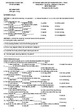 Đề thi chọn HSG môn Tiếng Anh 9 TP Hồ Chí Minh năm học 2018-2019