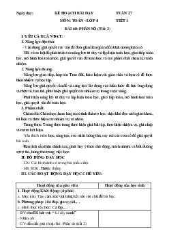 Giáo án Toán lớp 4 Tuần 27 | Chân trời sáng tạo