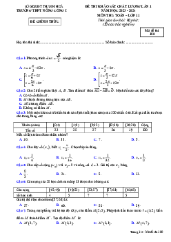 Đề khảo sát lần 1 Toán 11 năm 2023 – 2024 trường THPT Nông Cống 1 – Thanh Hóa