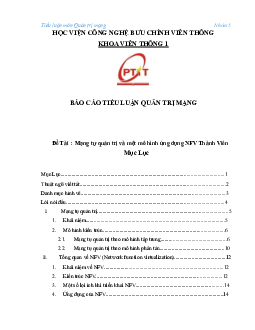 Báo cáo tiểu luận môn Quản trị mạng đề tài "Mạng tự quản trị và một mô hình ứng dụng NFV Thành viên"