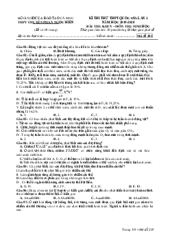 Đề thi thử THPT Quốc gia môn Sinh học năm 2020 lần 1 trường THPT Chuyên Phan Ngọc Hiển, Cà Mau