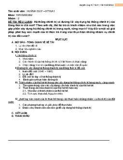 Tiểu luận "Hệ thống chính trị và đường lối xây dựng hệ thống chính trị của Đảng thời kỳ đổi mới"