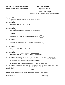 Đề thi học kì 1 Toán 10 năm 2019 – 2020 trường Hoàng Hoa Thám – TP HCM