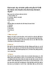 Dịch mạch rây có thành phần chủ yếu là? Chất tan được vận chuyển chủ yếu trong hệ mạch rây là?