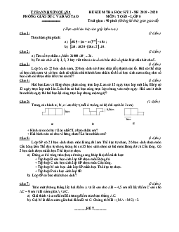 Đề thi học kỳ 1 Toán 6 năm 2019 – 2020 phòng GD&ĐT Quận 5 – TP HCM
