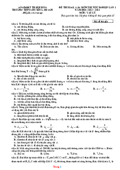 Đề thi thử tốt nghiệp 2023 môn Vật lí Chuyên Lam Sơn lần 1 (có lời giải)