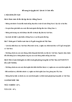 Đề cương ôn tập giữa học kì 2 môn Lịch sử 11 sách Cánh diều