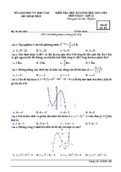 Đề kiểm tra học kì 1 Toán 12 năm 2022 – 2023 sở GD&ĐT Bình Dương