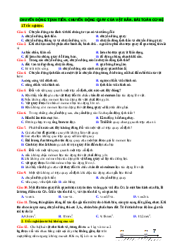 TOP 30 câu trắc nghiệm chuyển động tịnh tiến chuyển động quay của vật rắn (có đáp án).