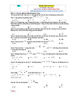 Đề kiểm tra HK2 môn Toán 10 sách Chân trời sáng tạo - Đề 5 (có lời giải)