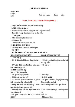 Giáo án buổi chiều môn Toán 2 sách Kết nối tri thức với (Cả năm) | Tuần 1