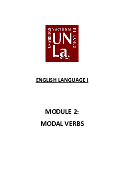 English Langguage I Module 2 MODAL VERBS - ADVANCED