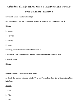 Sách bài tập tiếng Anh lớp 6 Unit 2 Lesson 3 - Smart World