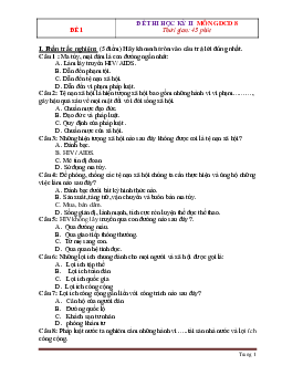 0 Đề Thi HK2 Môn GDCD Lớp 8 (có đáp án)