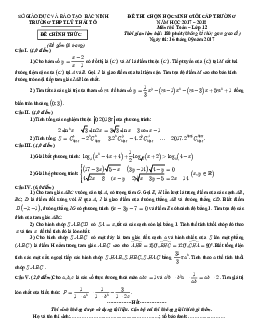 Đề thi chọn học sinh giỏi Toán 12 cấp trường năm 2017 – 2018 trường Lý Thái Tổ – Bắc Ninh