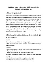 Có ý kiến cho rằng sống trải nghiệm là lối sống rất cần thiết với giới trẻ hiện nay lớp 7