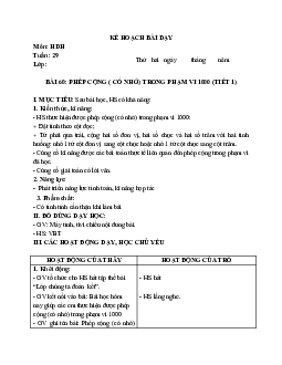 Giáo án buổi chiều môn Toán 2 sách Kết nối tri thức với (Cả năm) | Tuần 29