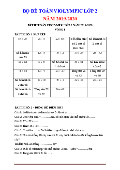 Bộ đề thi Violympic Toán lớp 2 vòng 1 đến 10 năm 2029-2020 (có lời giải chi tiết )