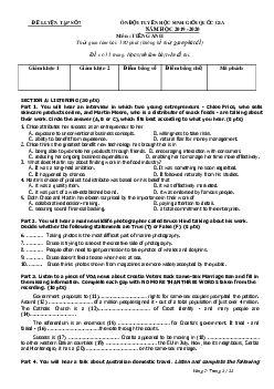 Kì thi chọn đội tuyển chính thức dự thi HSG quốc gia lớp 12 THPT Đà Nẵng năm học 2020-2021 môn thi Tiếng Anh  - Đề  thi thử số 7