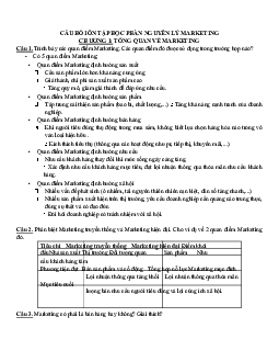 Câu hỏi ôn tập học phần Nguyên lý Maketing có đáp án