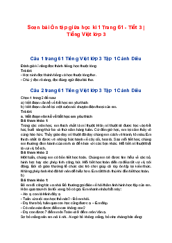 Soạn bài Ôn tập giữa học kì 1 Trang 61 - Tiết 3 | Tiếng Việt lớp 3 Cánh diều