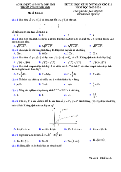 Đề thi học kì 1 Toán 12 năm 2023 – 2024 trường THPT Sóc Sơn – Hà Nội