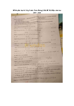 Đề thi giữa học kì 1 lớp 9 môn Toán Phòng GD&ĐT Hải Hậu năm học 2019 - 2020