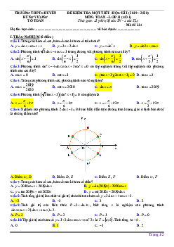 Đề kiểm tra ĐS và GT 11 chương 1 năm 2019 – 2020 trường chuyên Hùng Vương – Gia Lai