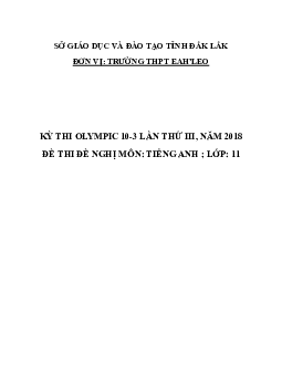Đề thi (đề xuất) Olympic 10 tháng 3 lần thứ 3 môn Tiếng Anh năm 2019 môn Tiếng Anh 11 THPT EaHLeo