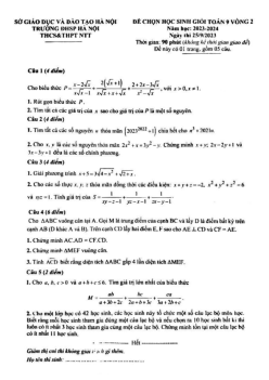Đề chọn HSG Toán 9 vòng 2 năm 2023 – 2024 trường Nguyễn Tất Thành – Hà Nội