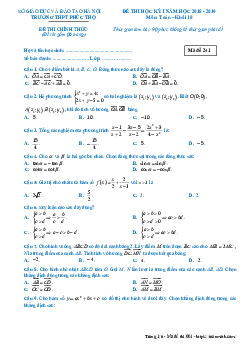 Đề thi học kỳ 1 Toán 10 năm 2018 – 2019 trường THPT Phúc Thọ – Hà Nội