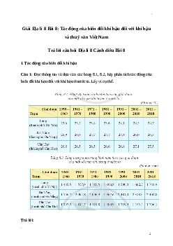 Giải Địa lí 8 Bài 8: Tác động của biến đổi khí hậu đối với khí hậu và thuỷ văn Việt Nam | Cánh diều