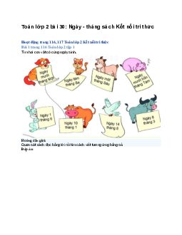 Toán lớp 2 bài 30: Ngày - tháng sách Kết nối tri thức