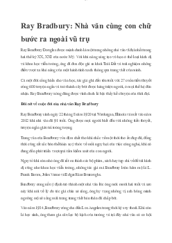 Ray Bradbury: Nhà văn cùng con chữ bước ra ngoài vũ trụ | Đại học Sư Phạm Hà Nội
