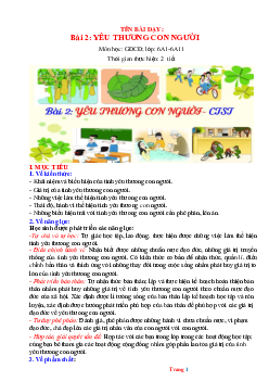 Giáo án GDCD 6 Bài 2: Yêu thương con người  | Chân trời sáng tạo