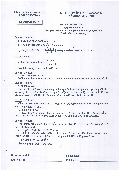 Đề tuyển sinh vào 10 môn Toán năm 2017 – 2018 sở GD&ĐT Đồng Tháp