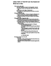 CÔNG THỨC VÀ LÝ THUYẾT VỀ GIÁ TRỊ THẶNG DƯ (KTPM 101)