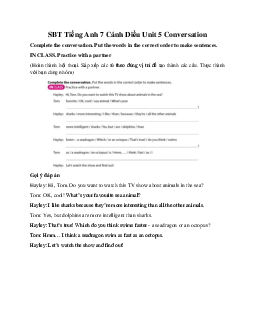 SBT Tiếng Anh 7 Cánh Diều Unit 5 Conversation