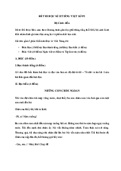 Đề thi học kì 2 môn Tiếng Việt 2 năm 2022 - 2023 sách Cánh diều Đề 6