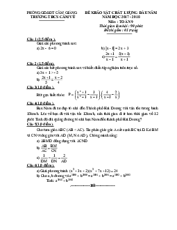 Đề KSCL đầu năm năm học 2017 – 2018 môn Toán 9 trường THCS Cẩm Vũ – Hải Dương