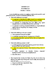 TOP 25 câu hỏi trắc nghiệm ôn tập học phần Business law | Trường Đại học Quốc tế, Đại học Quốc gia Thành phố Hồ Chí Minh